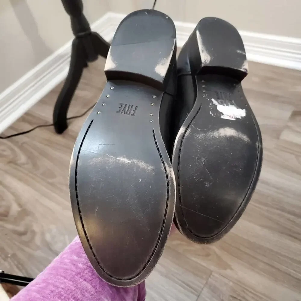 Frye Melissa snap back Black‎ distressed leather riding boots size 6
